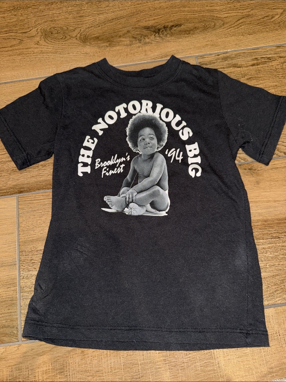Black Kids' Short-Sleeve Tee with White 'The Notorious B.I.G.' Graphic